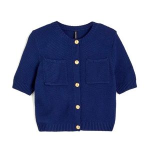 H&M Textured Knit Short Sleeve Cardigan - M